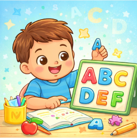 Criança aprendendo o alfabeto